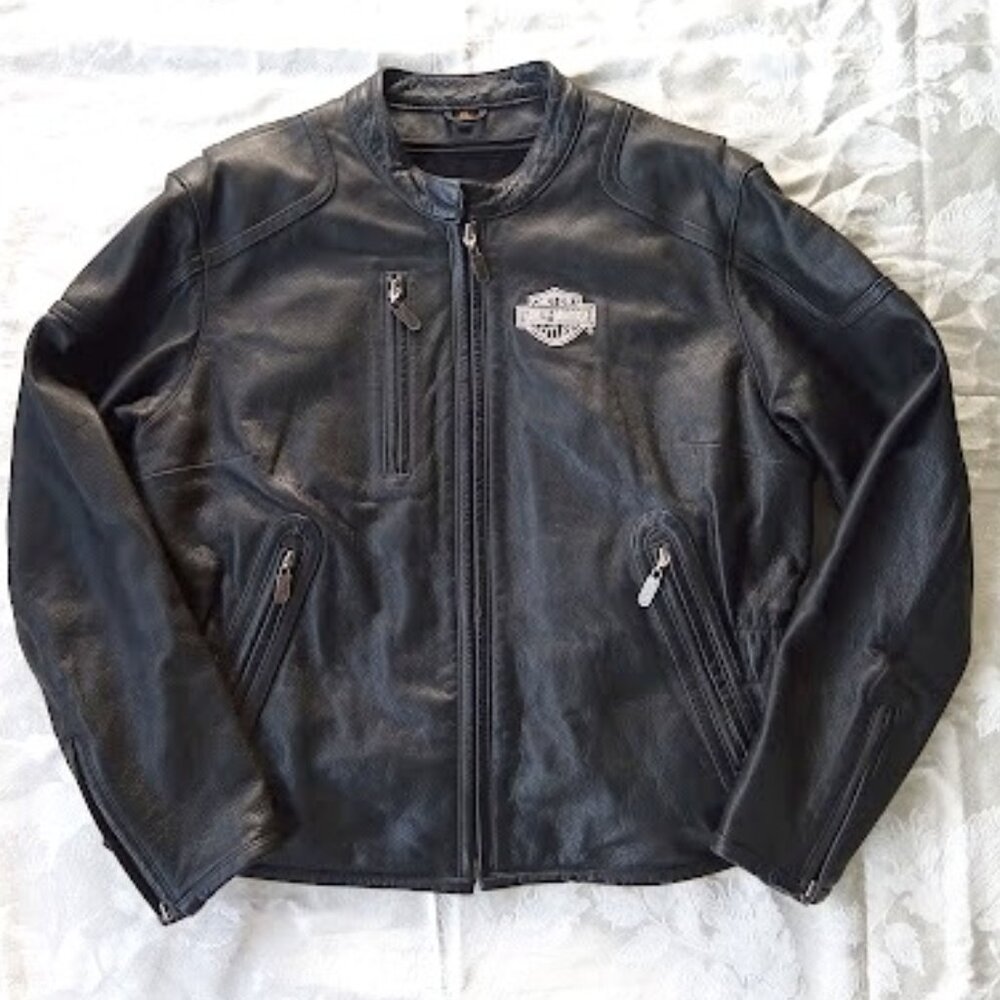 Women's Harley-Davidson Black and Orange Leather Jacket